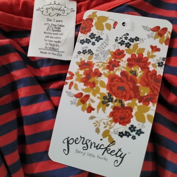 persnickety NWT flouncy red and blue striped high low long sleeve shirt size 2 - Picture 4 of 4